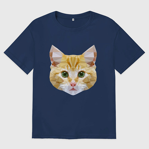 Женская футболка оверсайз Кошечка / Тёмно-синий – фото 1