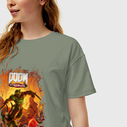 Футболка оверсайз женская DOOM, цвет: авокадо — фото 2