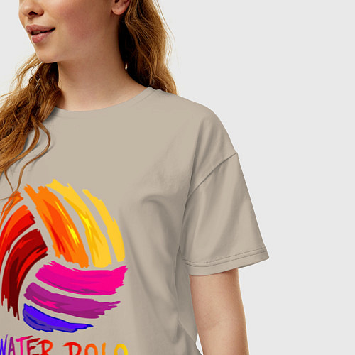 Женская футболка оверсайз Мяч для водного поло / Миндальный – фото 3