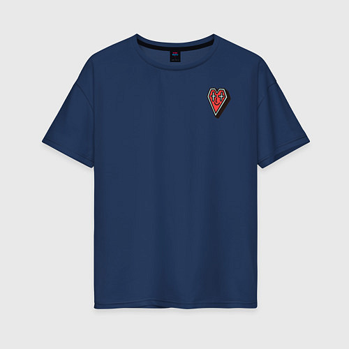 Женская футболка оверсайз Сердечко -гробик / Тёмно-синий – фото 1