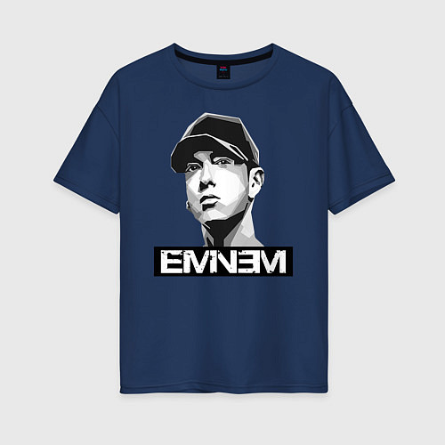 Женская футболка оверсайз Eminem / Тёмно-синий – фото 1