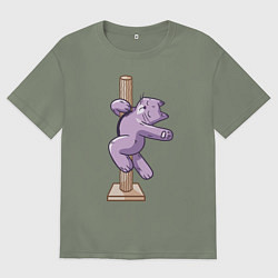 Футболка оверсайз женская Котик на Пилоне, цвет: авокадо