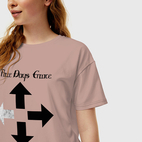 Женская футболка оверсайз Three Days Grace / Пыльно-розовый – фото 3