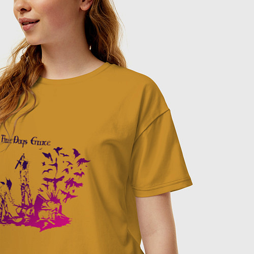 Женская футболка оверсайз Three Days Grace / Горчичный – фото 3