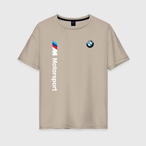 Женская футболка оверсайз БМВ Мотоспорт / Миндальный – фото 1