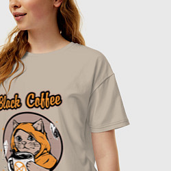 Футболка оверсайз женская Black Coffee Cat, цвет: миндальный — фото 2