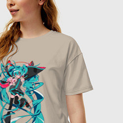 Футболка оверсайз женская Hatsune Miku Expo, цвет: миндальный — фото 2