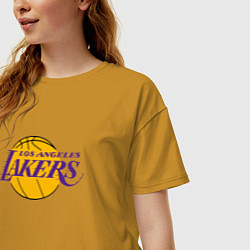 Футболка оверсайз женская LA LAKERS, цвет: горчичный — фото 2