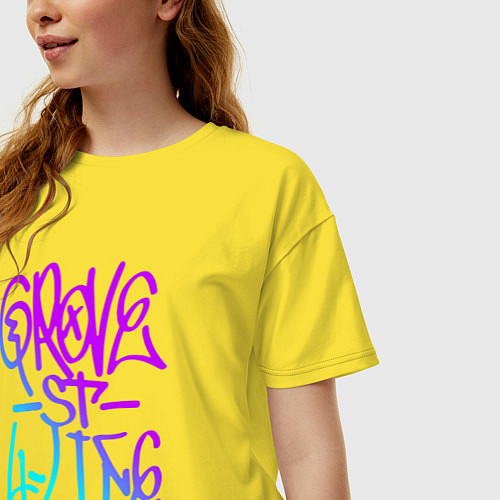 Женская футболка оверсайз GROVE STREET 4 LIFE / Желтый – фото 3