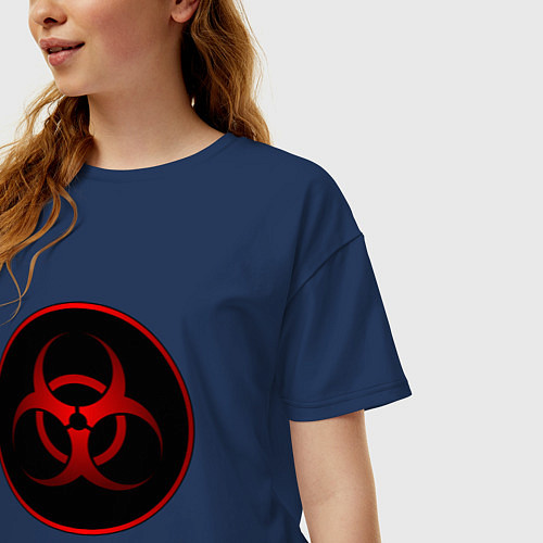 Женская футболка оверсайз Biohazard / Тёмно-синий – фото 3
