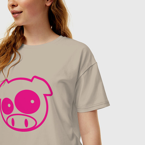 Женская футболка оверсайз Subaru Power Pig / Миндальный – фото 3