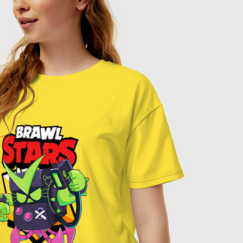 Женская футболка оверсайз BRAWL STARS VIRUS 8-BIT / Желтый – фото 3