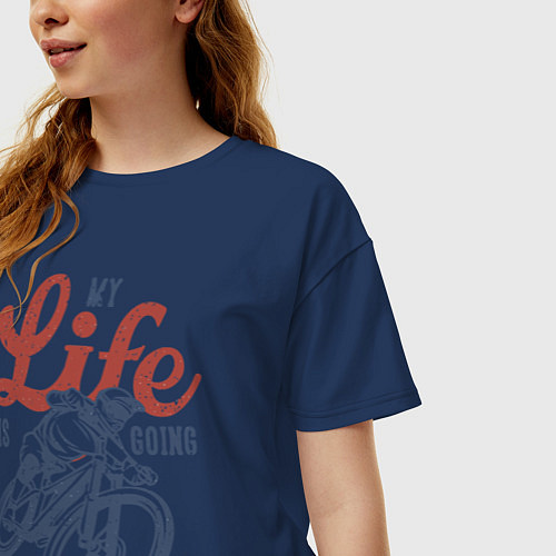 Женская футболка оверсайз My Life is Going Downhill / Тёмно-синий – фото 3