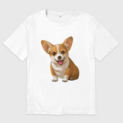 Футболка оверсайз женская Корги, цвет: белый