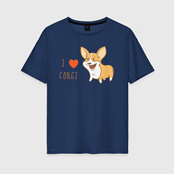 Женская футболка оверсайз I LOVE CORGI