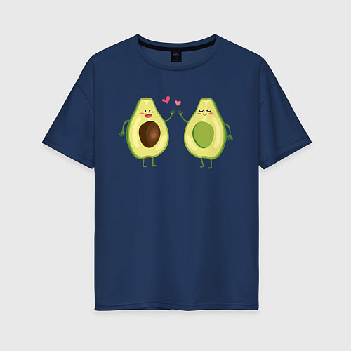 Женская футболка оверсайз Авокадо / Тёмно-синий – фото 1