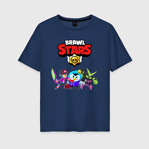 Женская футболка оверсайз BRAWL STARS / Тёмно-синий – фото 1