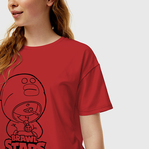 Женская футболка оверсайз Brawl Stars LEON раскраска / Красный – фото 3