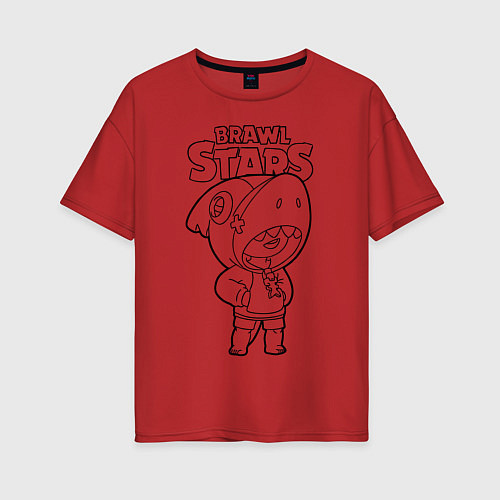 Женская футболка оверсайз Brawl Stars LEON раскраска / Красный – фото 1