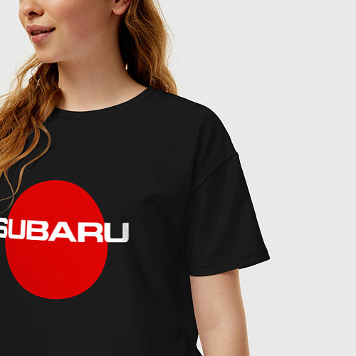 Женская футболка оверсайз SUBARU / Черный – фото 3