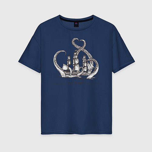 Женская футболка оверсайз Морской монстр Кракен, Kraken / Тёмно-синий – фото 1