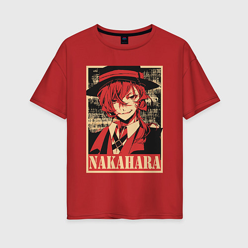 Женская футболка оверсайз Nakahara / Красный – фото 1