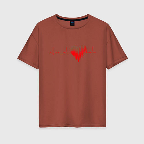 Женская футболка оверсайз Сердцебиение / Кирпичный – фото 1