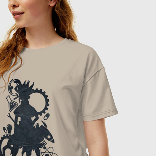 Женская футболка оверсайз Доктор Стоун / Миндальный – фото 3