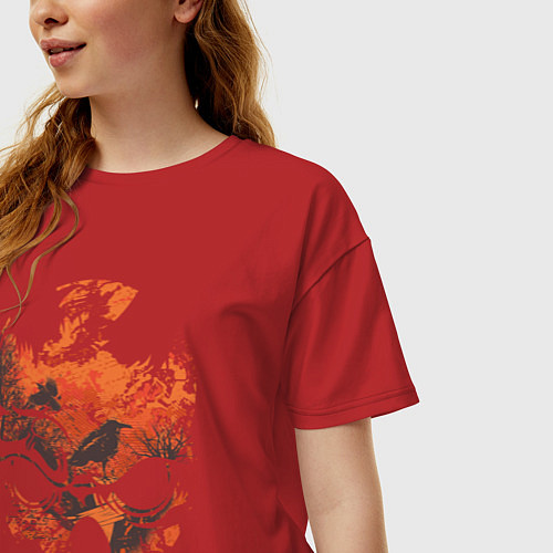 Женская футболка оверсайз Осенний Взгляд / Красный – фото 3
