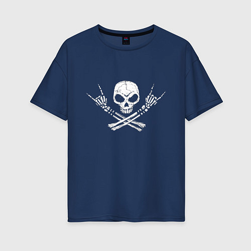 Женская футболка оверсайз Череп / Тёмно-синий – фото 1