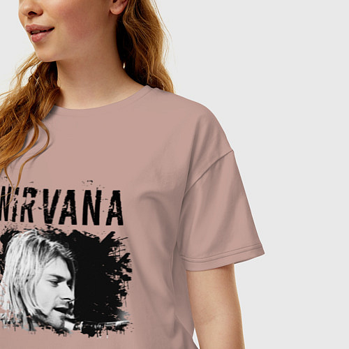 Женская футболка оверсайз NIRVANA / Пыльно-розовый – фото 3