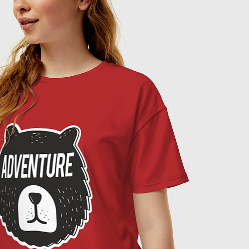 Женская футболка оверсайз Bear Adventure / Красный – фото 3