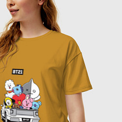 Футболка оверсайз женская BT21, цвет: горчичный — фото 2