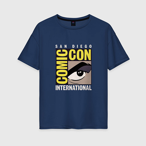 Женская футболка оверсайз Comic Con / Тёмно-синий – фото 1
