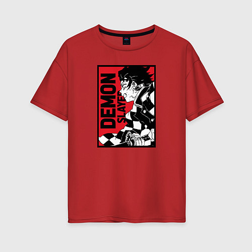 Женская футболка оверсайз KIMETSU NO YAIBA / Красный – фото 1