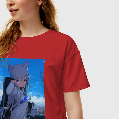 Женская футболка оверсайз Anime art / Красный – фото 3
