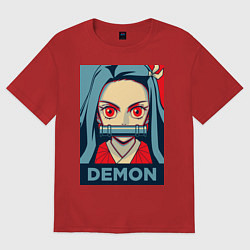 Футболка оверсайз женская Незуко Камадо, цвет: красный