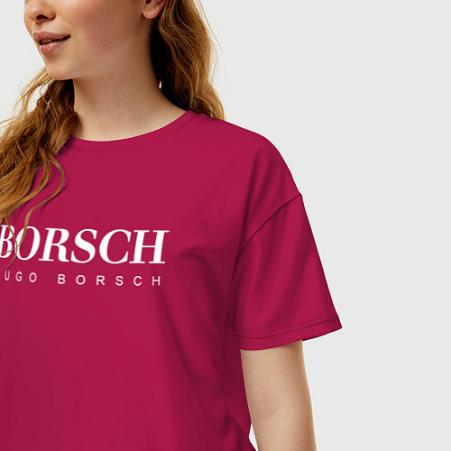 Женская футболка оверсайз BORSCH hugo borsch / Маджента – фото 3