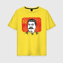 Женская футболка оверсайз Сталин и флаг СССР