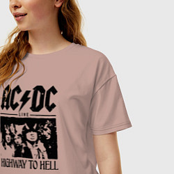 Футболка оверсайз женская ACDC highway to hell, цвет: пыльно-розовый — фото 2