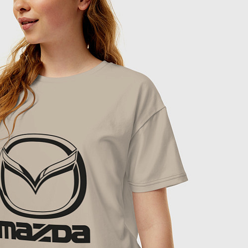Женская футболка оверсайз MAZDA LOGO / Миндальный – фото 3