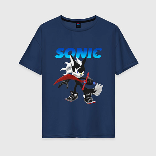 Женская футболка оверсайз SONIC / Тёмно-синий – фото 1