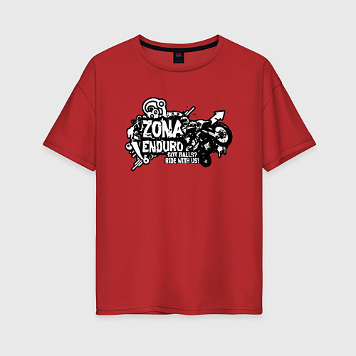 Женская футболка оверсайз Enduro / Красный – фото 1