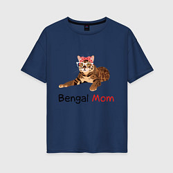 Женская футболка оверсайз Мама бенгальского кота