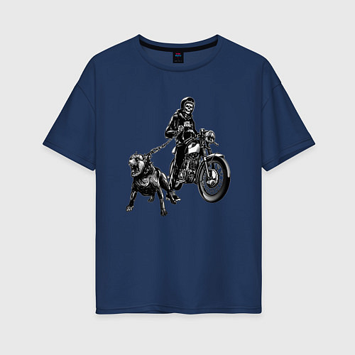 Женская футболка оверсайз PITBULL / Тёмно-синий – фото 1