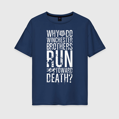Женская футболка оверсайз Winchester Brothers / Тёмно-синий – фото 1