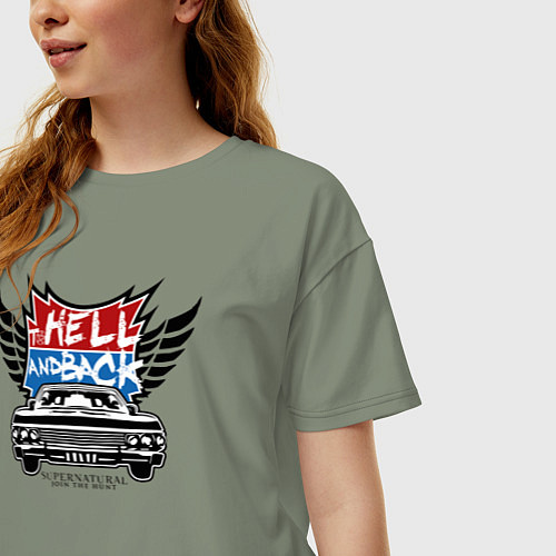 Женская футболка оверсайз To Hell And Back / Авокадо – фото 3