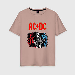 Футболка оверсайз женская ACDC, цвет: пыльно-розовый