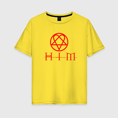 Женская футболка оверсайз HIM LOGO RED / Желтый – фото 1