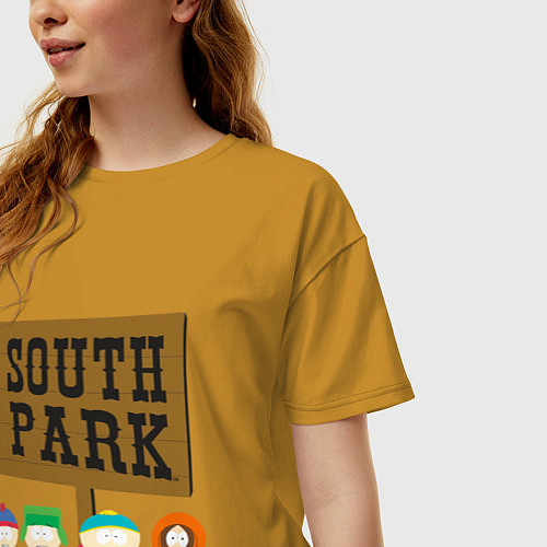 Женская футболка оверсайз South Park / Горчичный – фото 3